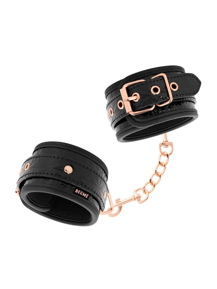BegMe Black Edition Vegan Leather Premium Handcuffs by DreamLove