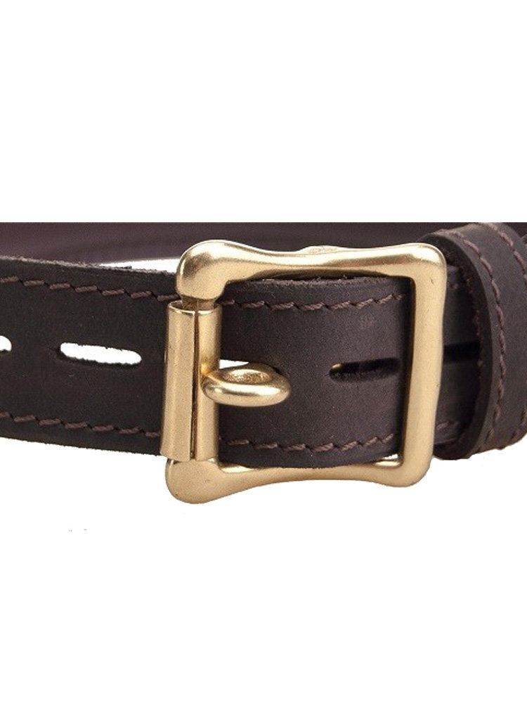 Nubuck Slim Leather Collar with Leash Brown by Loving Joy