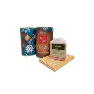 Χριστουγεννιάτικο Gift Box Χειροποίητο σαπούνι Ρόδι & Σαπουνοθήκη από bamboo