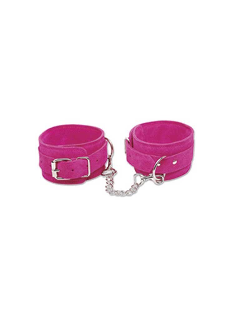 Luxury Suede Pink Wrist Cuffs by Pipedream
