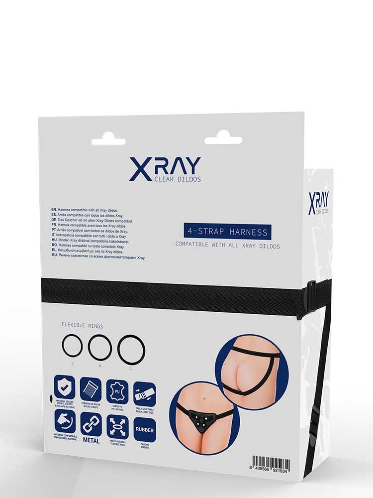 X-Ray 4 Strap Harness with Silicone Rings by DreamLove
