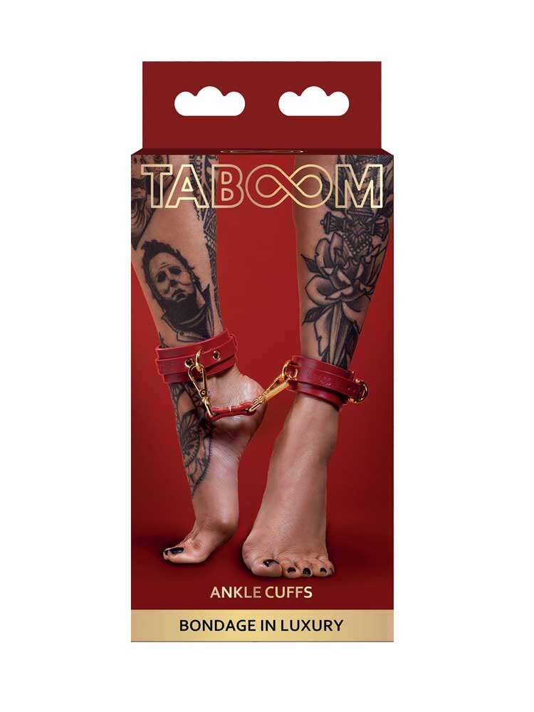 Ankle Cuffs Bondage in Luxury Red Taboom