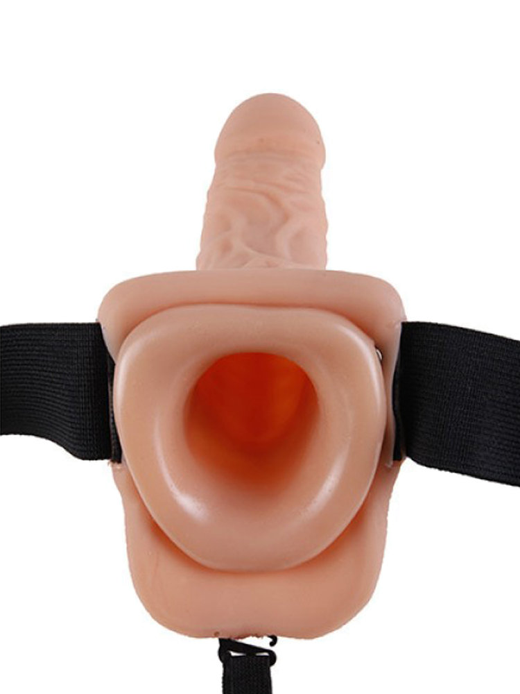 Hollow Vibrating Strap on 19cm Natural with Balls by Pipedream