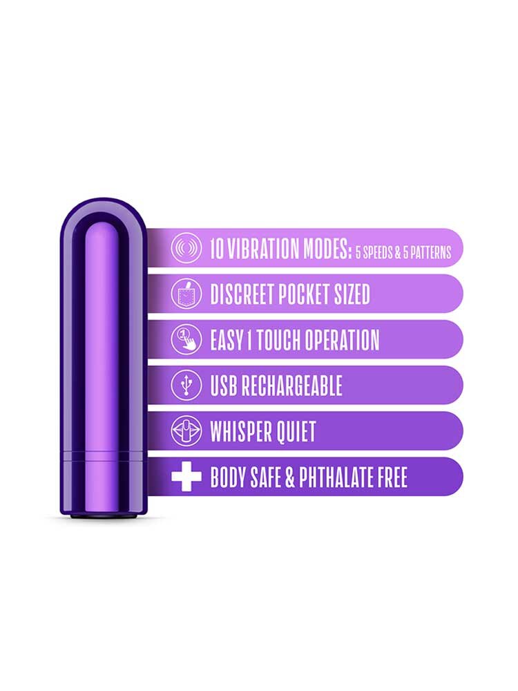 6.3cm Kool Vibes Rechargable Bullet Vibrator Purple Blush Novelties