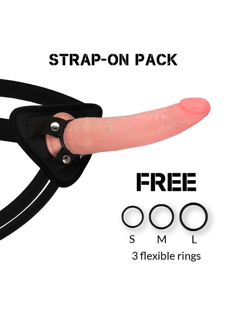 Rock Army 4 Strap Harness with 3 Rings + Rock Army Crusader Dildo 21.50cm DreamLove