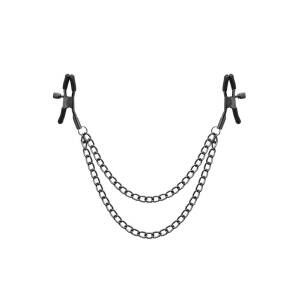 BegMe Red Edition Nipple Clamps with Chain Black by DreamLove
