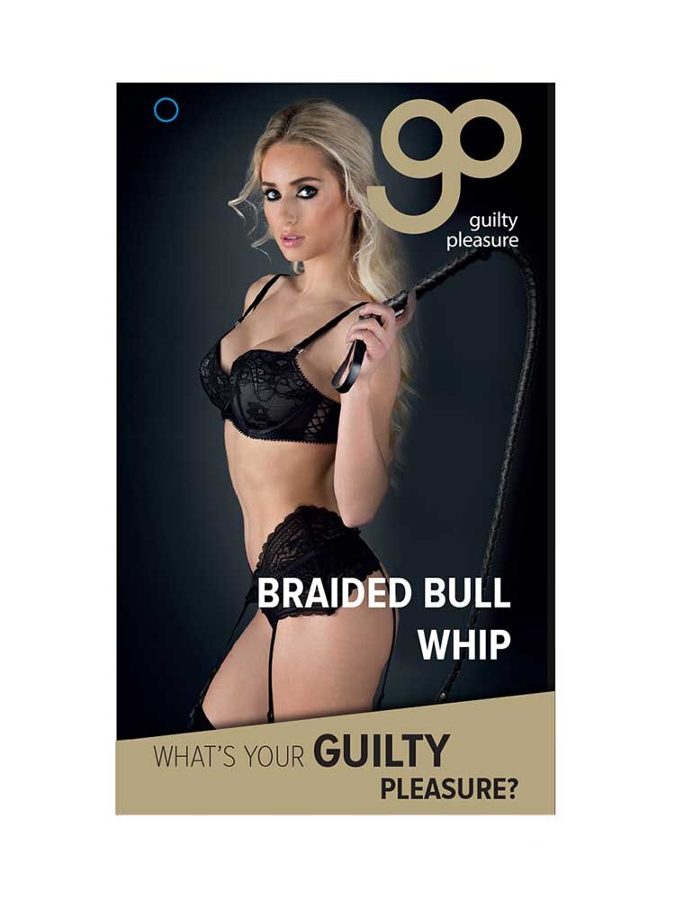 Braided Bull Whip Black by Guilty Pleasures