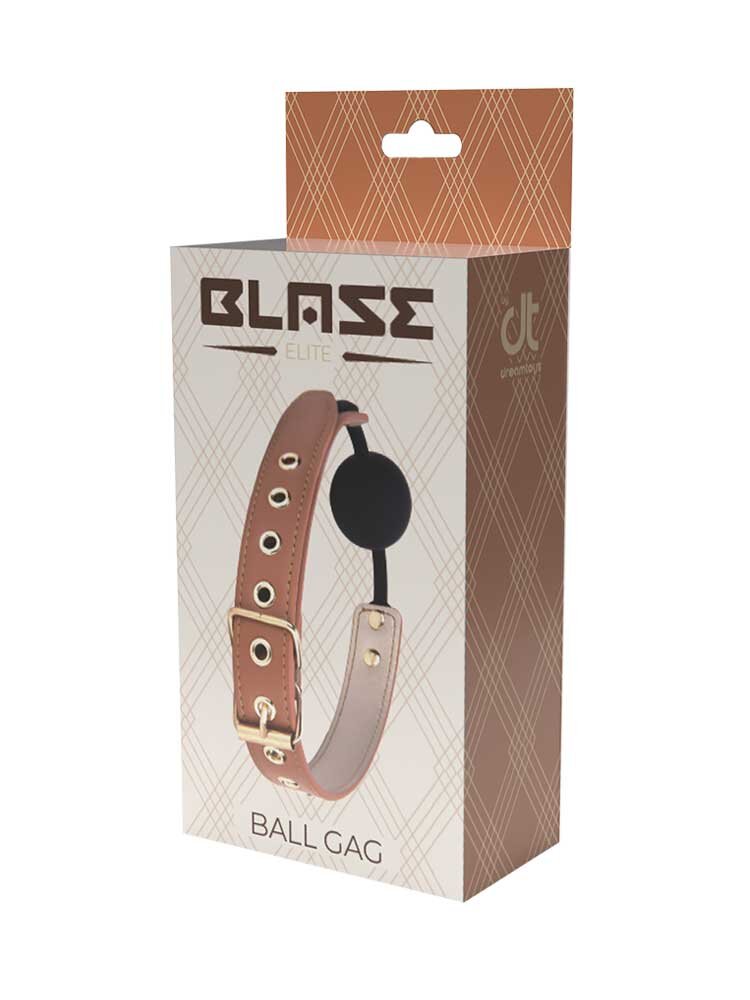 Elite Blaze Ball Gag Cognac Vegan Leather Dream Toys