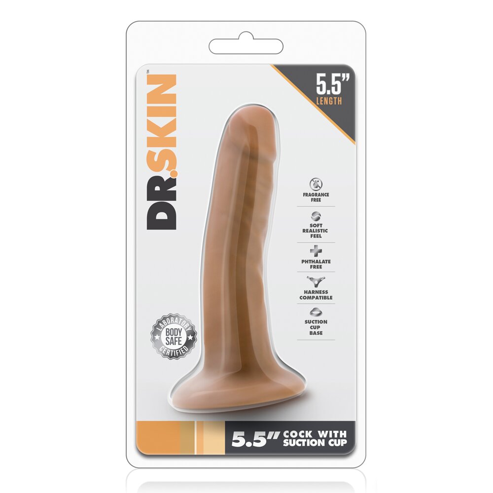 13.9cm Dr Skin Realistic Dildo with Balls Mocha Blush Novelties