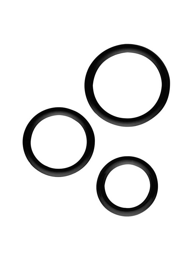 3 Silicone Black Cock Rings All Time Favorites by Dream Toys