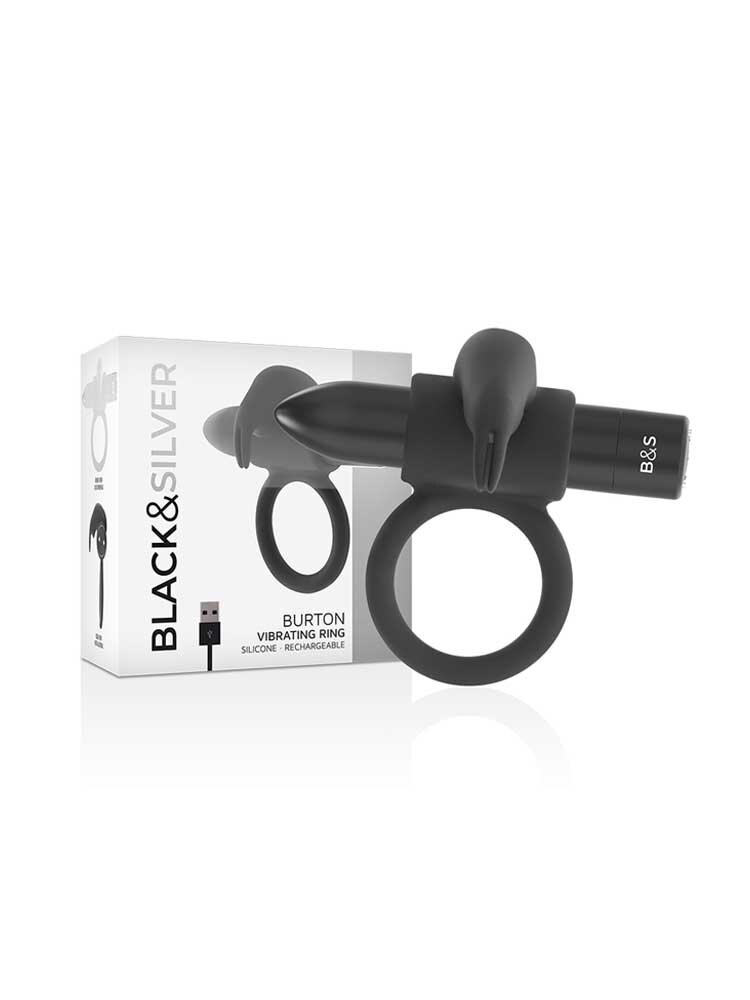 Burton Cock Ring 10 Vibration Modes Black & Silver DreamLove