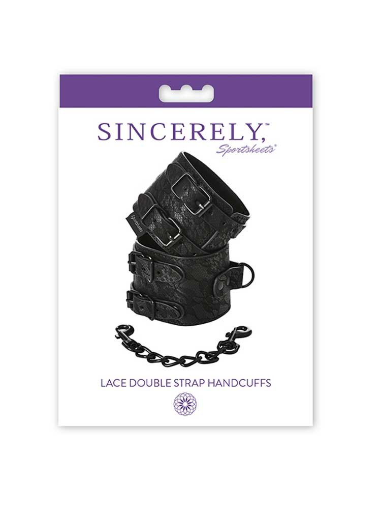 Sincerely Lace Double Strap Handcuffs by Sportsheets