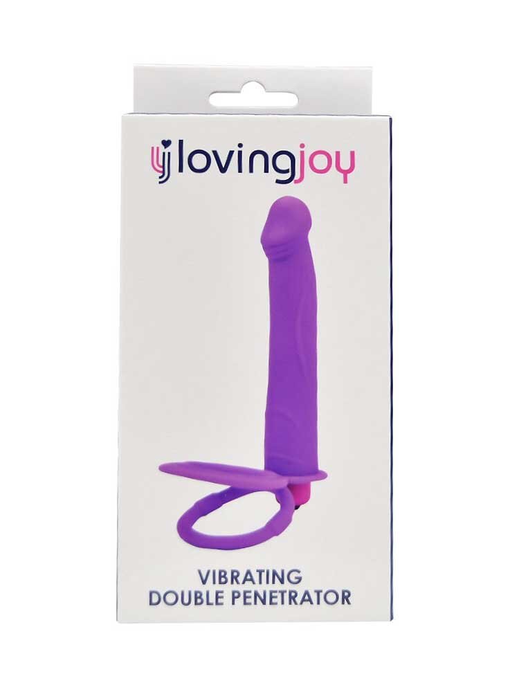 13.0cm Double Penetration Strap On Vibrator Purple Loving Joy