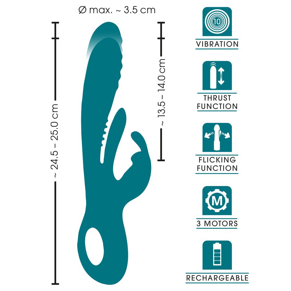 25.0cm Rabbit Thrusting Vibrator with G-Spot Stimulation Sweet Smile Orion