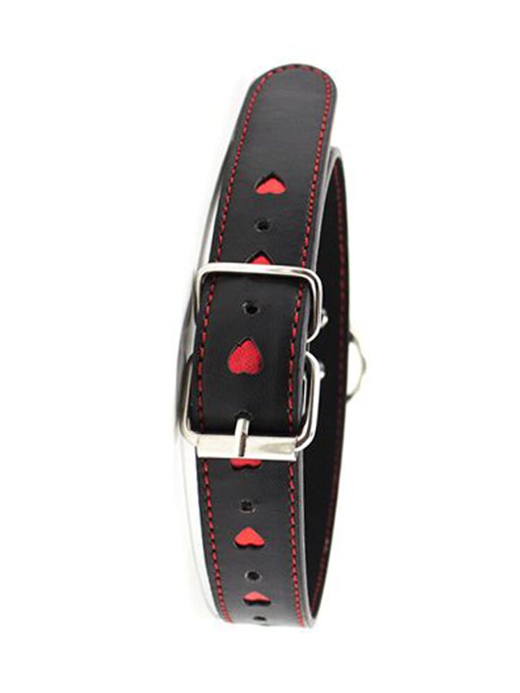 Bondage Collar with Red Hearts & Leash Toyz4Lovers