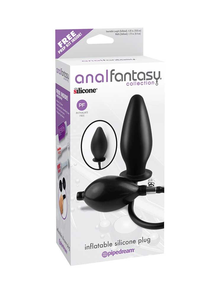 Anal Inflatable Silicone Plug Black by Pipedream