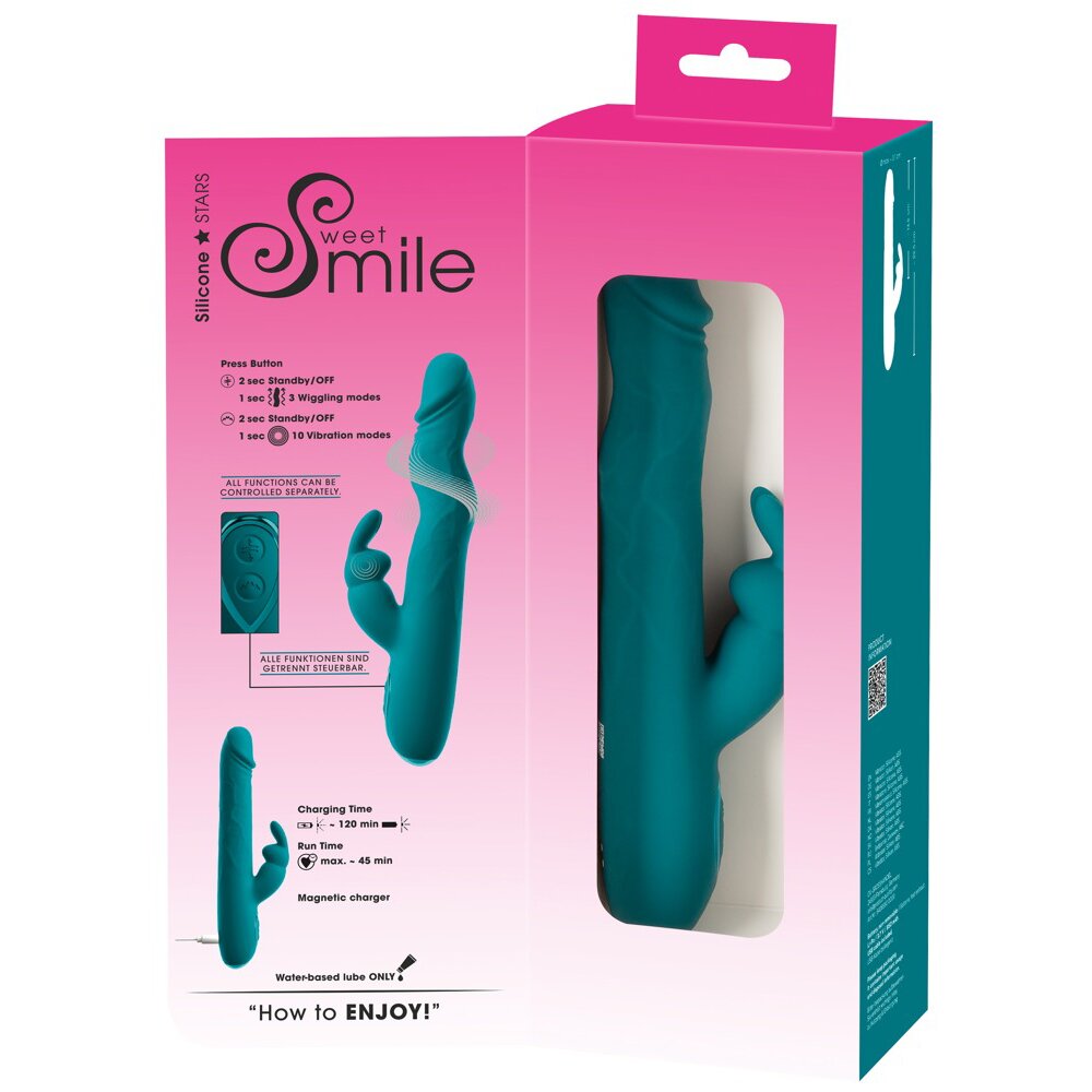 22.5cm Wiggling Function Rabbit Vibrator Green Sweet Smile Orion