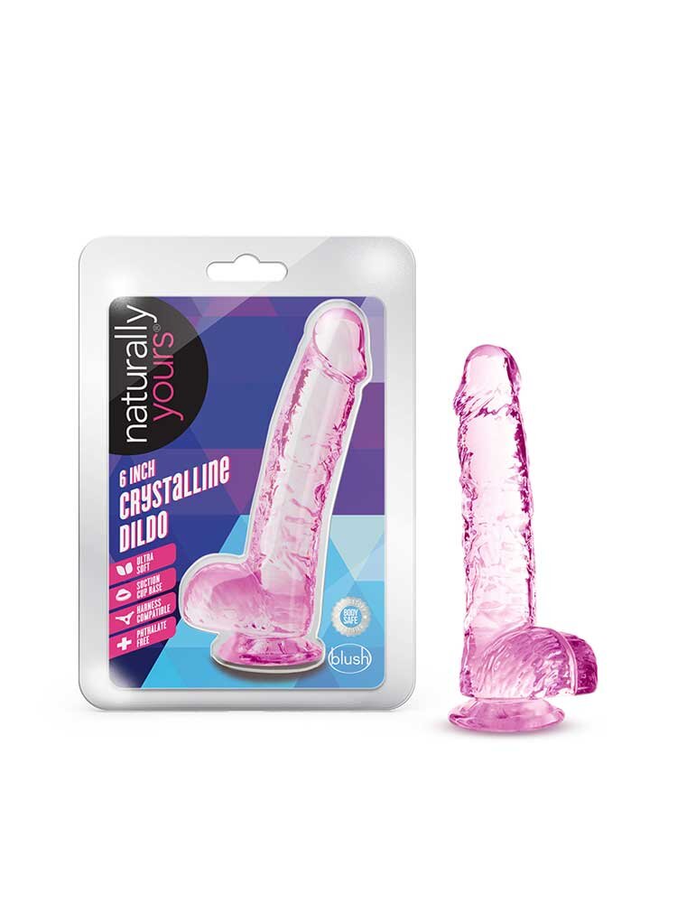 15.2cm Naturally Yours Crystalline Dildo Pink Blush Novelties