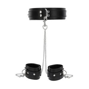 Heavy Collar and Wrist Cuffs Luxury Bondage Essentials Black Taboom