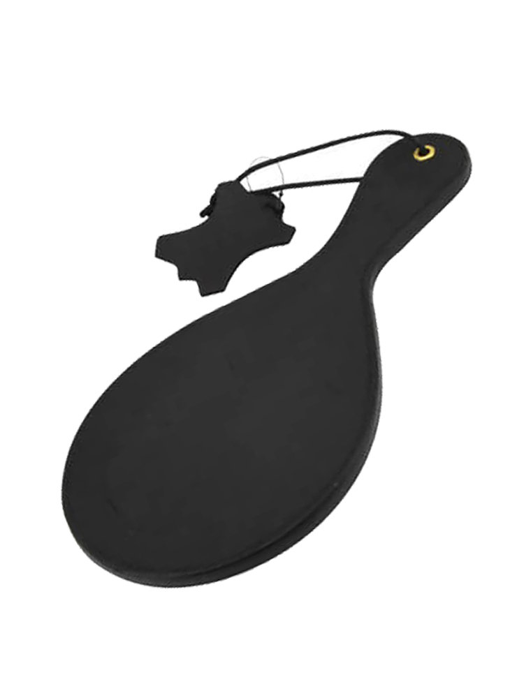 Nubuck Black Leather Paddle with Brass Stud Details by Loving Joy