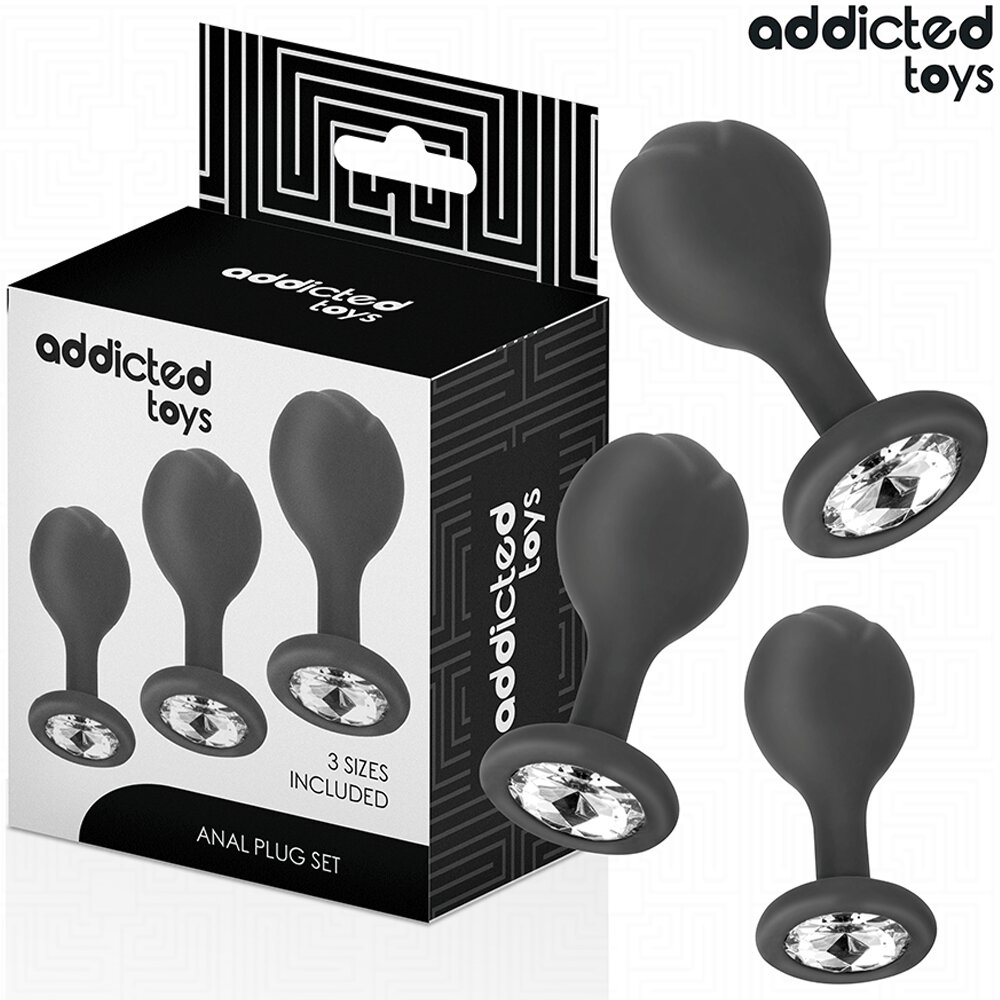 4.3cm Ø Anal Set with 3 Butt Plugs & Clear Gemstone Addicted Toys DreamLove