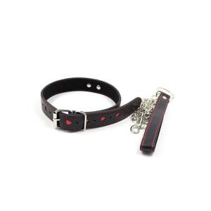 Bondage Collar with Red Hearts & Leash Toyz4Lovers