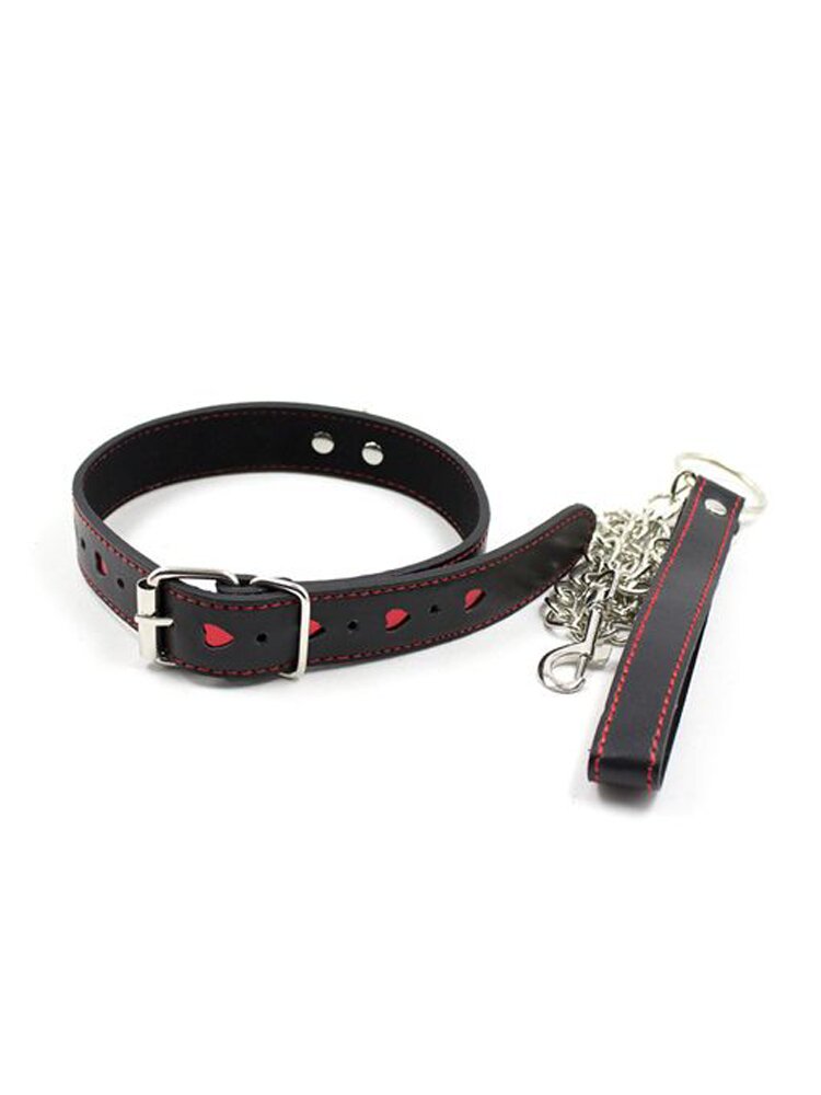 Bondage Collar with Red Hearts & Leash Toyz4Lovers