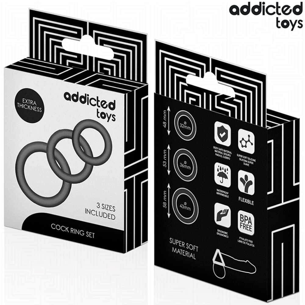 Cock Ring Set (3 Pieces) Extra Thickness Addicted Toys DreamLove