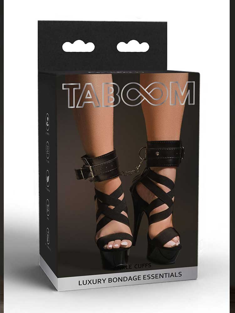 Ankle Cuffs Luxury Bondage Essentials Black by Taboom