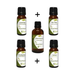 Basic Aromatherapy Set (Αμυγδαλέλαιο 100ml + Λεβάντα 10ml + Τεϊόδεντρο 10ml + Ευκάλυπτος 10ml + Λεμόνι 10ml) Nature & Body