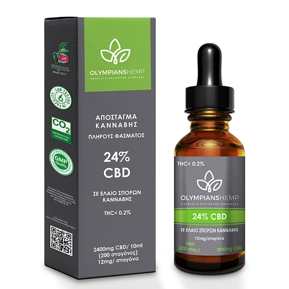 CBD 24% Απόσταγμα κανναβιδιόλης ευρέως φάσματος (12400mg CBD ) 10ml Olympians Hemp