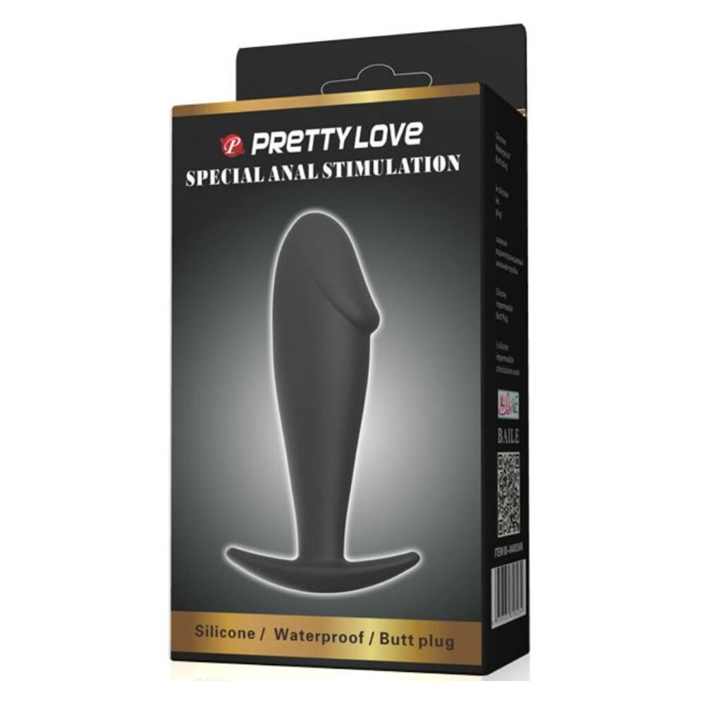 3.2cm Ø Realistic Silicone Butt Plug Black 10.0cm Pretty Love