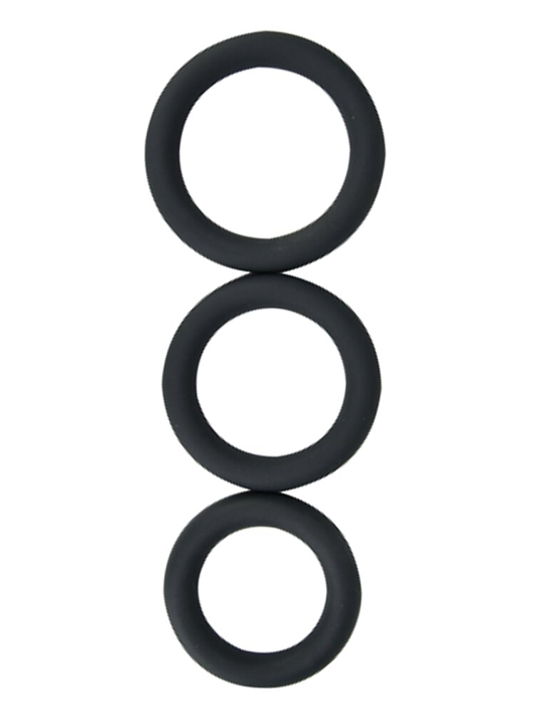 Thick Silicone Cock Rings 3 Pack Black Loving Joy