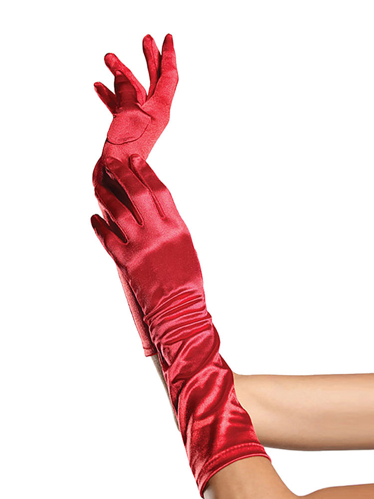 Red Satin Elbow Gloves by Leg Avenue