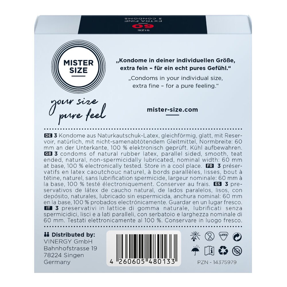 Condoms 3 Pack (60mm) Mister Size