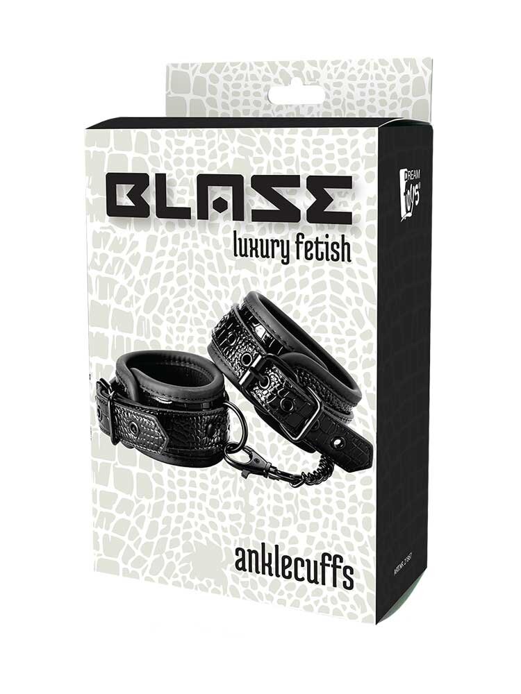 Blaze Luxury Fetish Ankle Cuffs Black Croco by Dream Toys