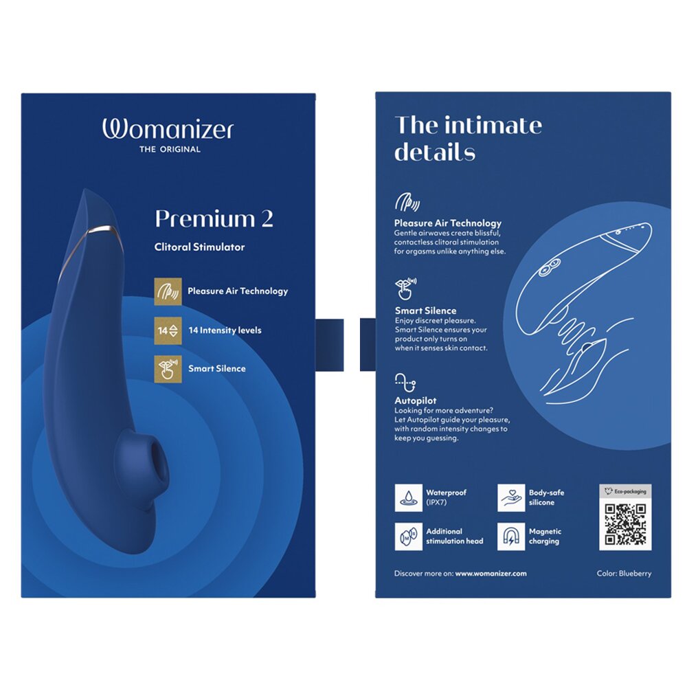 15.5cm Premium 2 Clitoral Stimulator Blue by The Original Womanizer