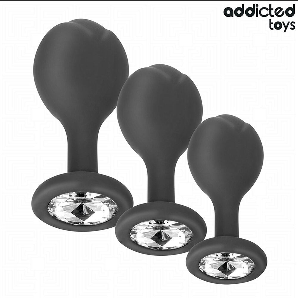 4.3cm Ø Anal Set with 3 Butt Plugs & Clear Gemstone Addicted Toys DreamLove