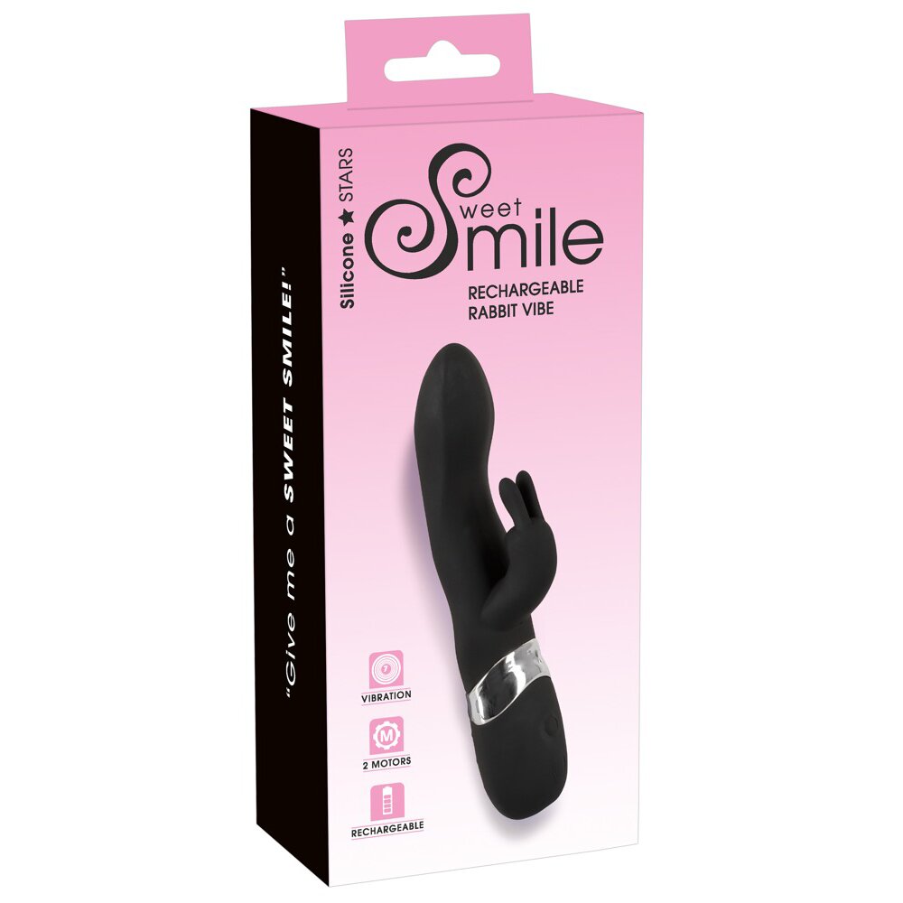 21.0cm Classic 2 Motor Rabbit Vibrator Black Sweet Smile Orion