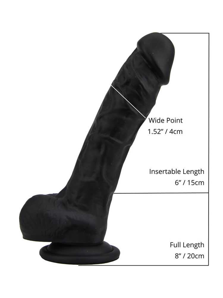 20.0cm Liquid Silicone Realistic Dildo Black Loving Joy