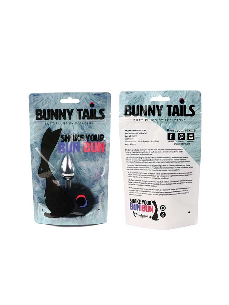 Bunny Tails Butt Plug Black by FeelzToys