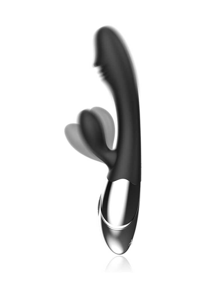 20.0cm Kaleb Silicone Rabbit Vibrator Black & Silver DreamLove