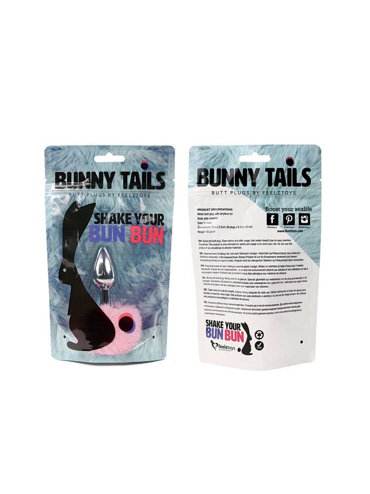 Bunny Tails Butt Plug Pink by FeelzToys