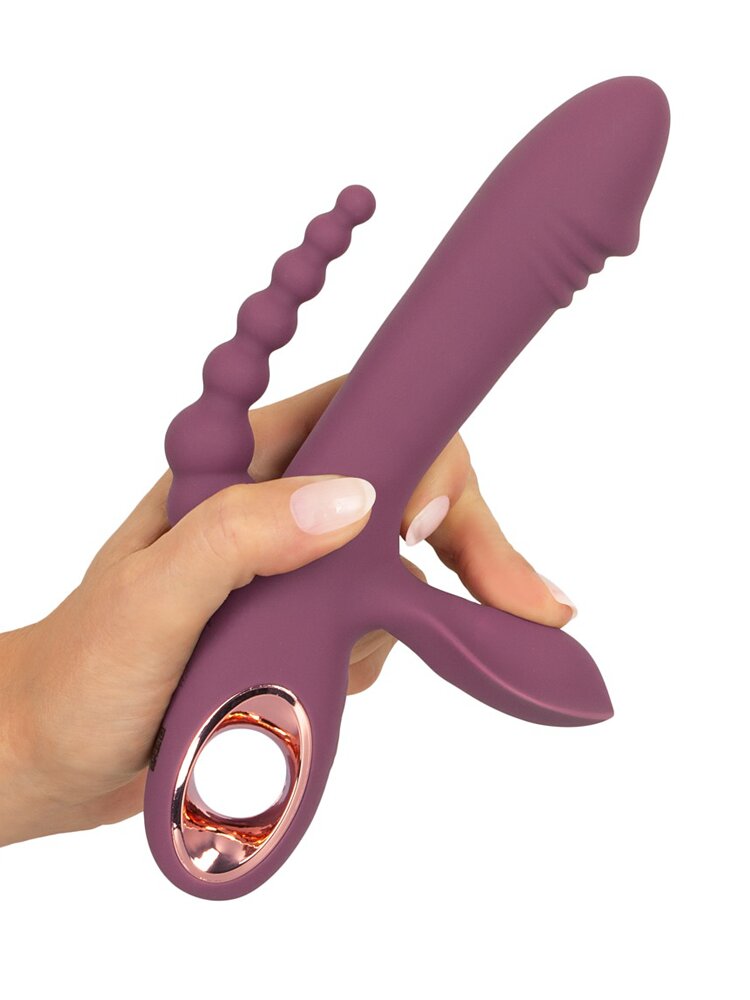 21.3cm Slim Rabbit Triple Pleasure Silicone Vibrator Orion