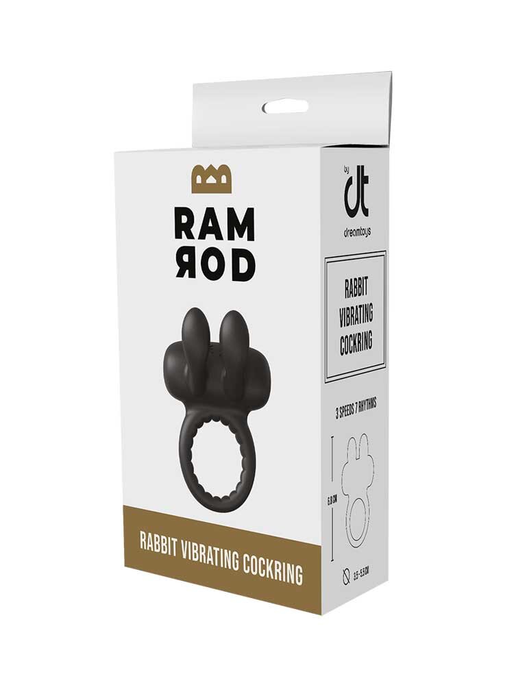 Ramrod Rabbit Vibrating Cock Ring Black Dream Toys