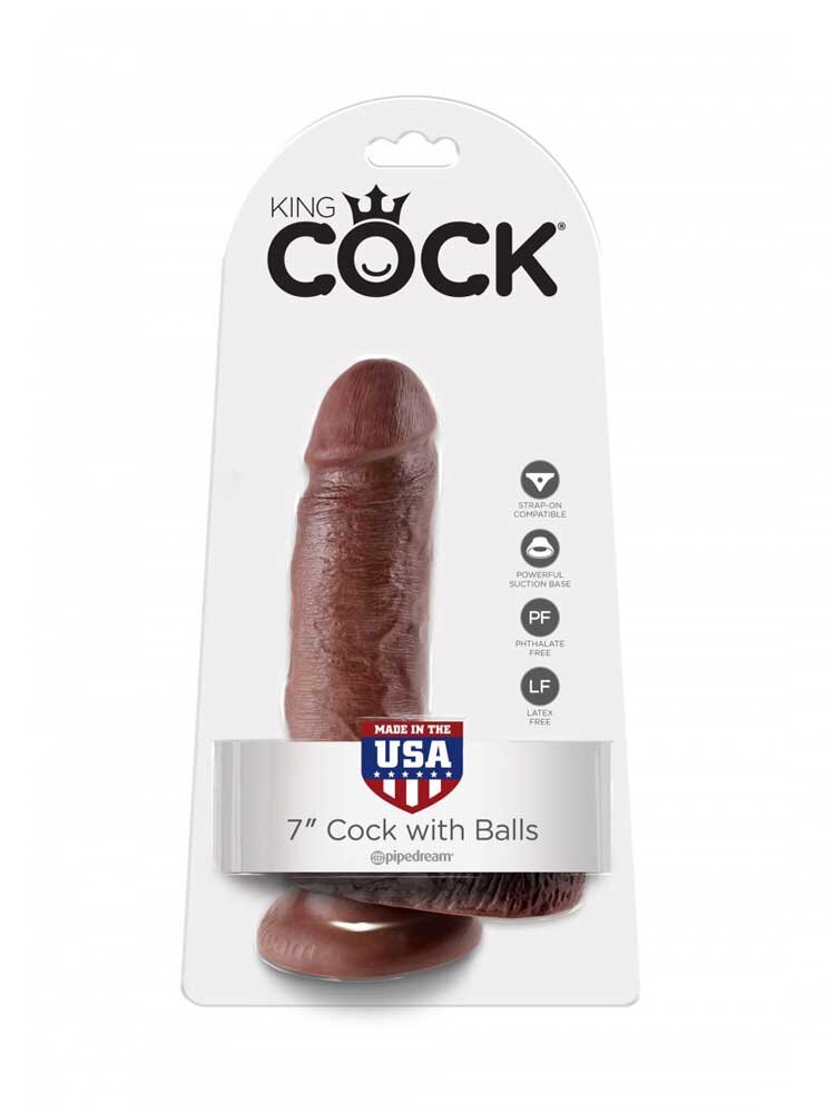 King Cock 18 cm with balls Brown by Pipedream