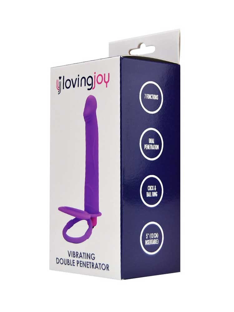 13.0cm Double Penetration Strap On Vibrator Purple Loving Joy