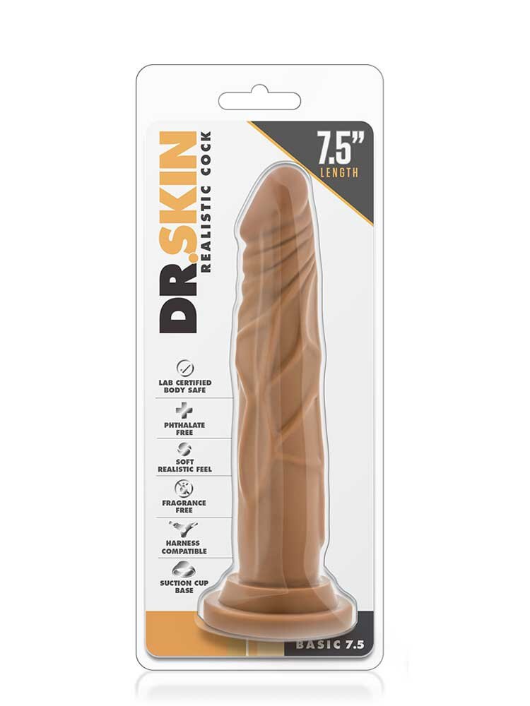 19.0cm Dr Skin Realistic Dildo Mocha Blush Novelties