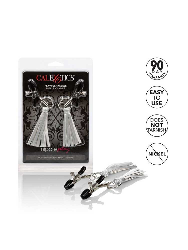 Playful Tassels Nipple Clamps Silver by Calexotics