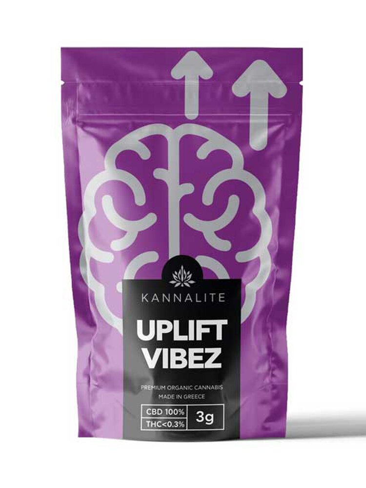 Uplift Vibez (CBD 11%-CBG 0.3%-CBDV 0.315%-CBC 0.3%-CBT 0.146%-THC < 0.2%) Ελληνικοί Βιολογικοί Ανθοί 3gr Kannabio